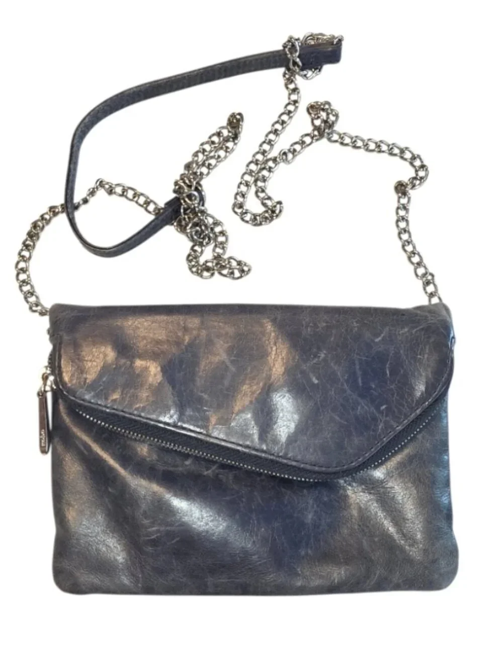 HOBO Daria Convertible Crossbody Leather Bag Purse Blue Clutch Distressed